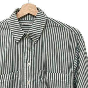 Abercrombie & Fitch Green and White Striped Shirt Women’s Dress - XS
